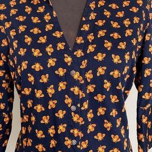 NY & Company Madison Stretch button down shirt stripe Bumble bee Blouse S